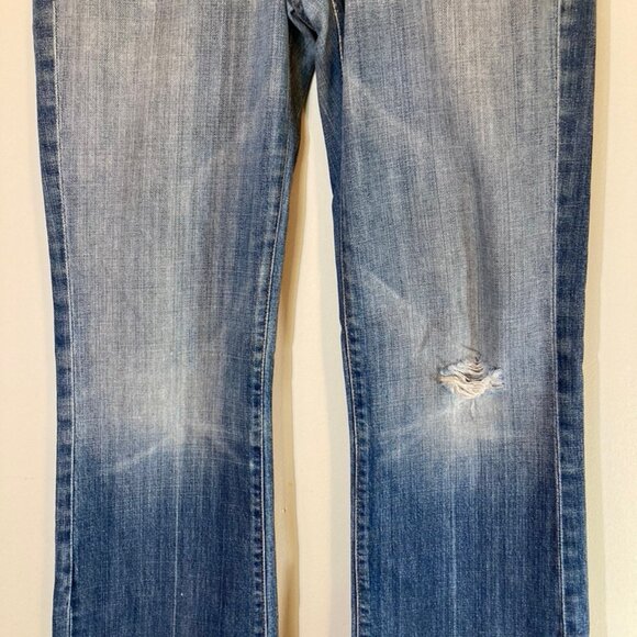 7 For All Mankind Jeans Lightly Distressed Denim Bootcut Mid-Rise 5 Pocket SZ 29 - Picture 3 of 15